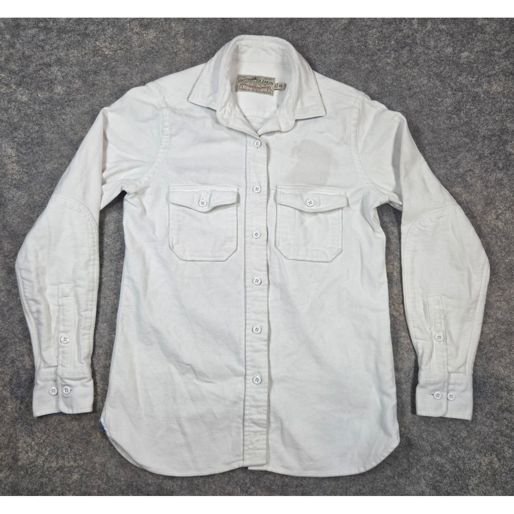 Guideboat Co British Moleskin Shirt XS White Brisbane Moss Cotton Button Down
